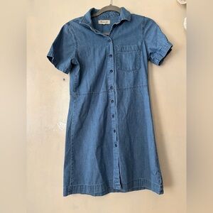 Madewell Jean denim mini dress cotton size S fit and flare button up western